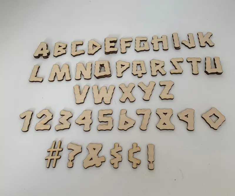 1-Inch Tiki Font Letter And Number Layout Set 1