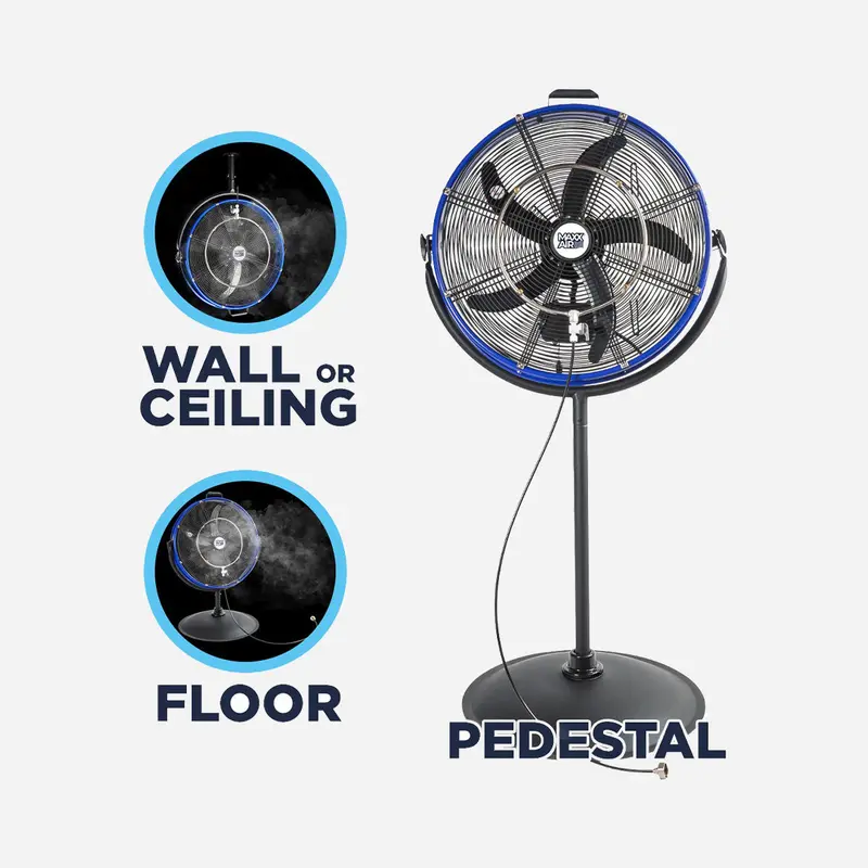 20-Inch 3-Speed Outdoor-Rated 3-In-1 Pedestal Fan With Misting Kit 1