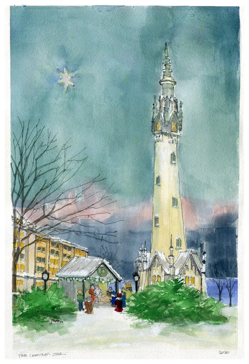 2020 Holiday Watercolor Art Print – Vintage-Inspired 1