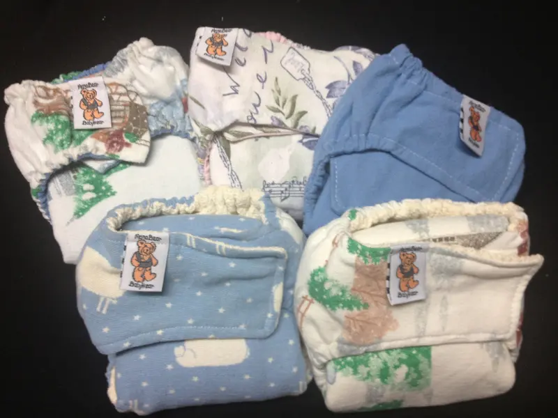 5-Pack Mamabear Hybrid Cloth Diapers – Upcycled Materials, One-Size Quick-Dry 1