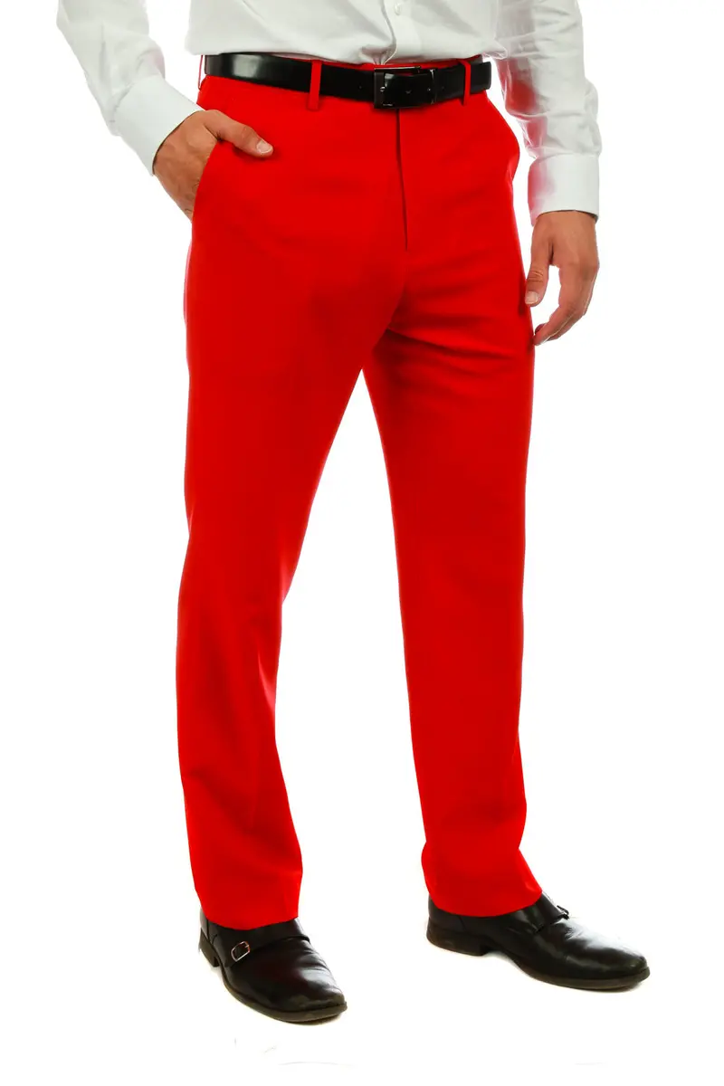 Candy Canes Holiday Pants – Bold Red Santa-Inspired Suit Bottoms 1