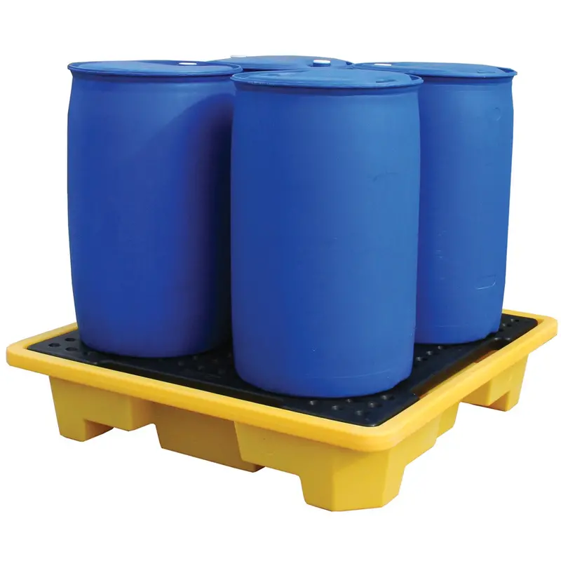 Four-Drum Polyethylene Spill Pallet With Drain Plug 1