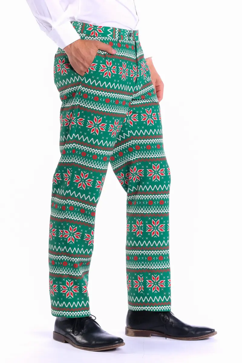 Green Fair Isle Suit Pants | Kris Kringle Holiday Bottoms 1