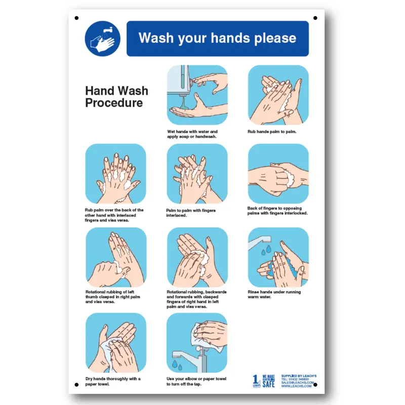 ‘Hand Washing Procedure’ Hygiene Instruction Sign — 300 × 400 Mm 1