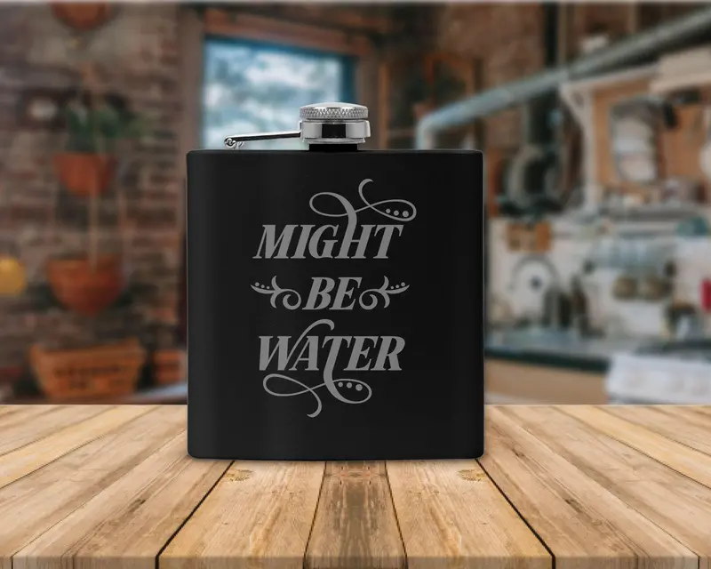 Minimalist 'Might Be Water' Insulated Stainless Steel Flask 1