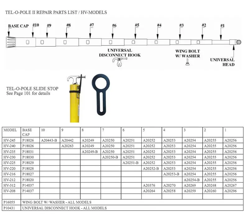 Tel-O-Pole Ii Repair Assembly – Part #53-A20250 1