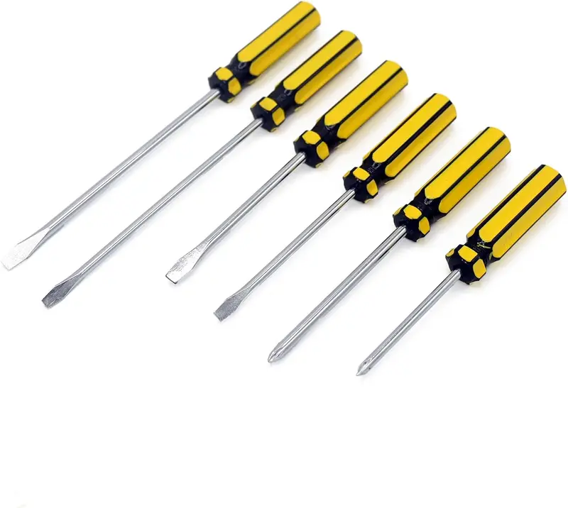 Ultra Steel 6-Piece Magnetic Screwdriver Set – Tiger-Stripe Grip, Chrome-Plated Carbon Steel Blades, Wall-Mount Rack Included 1