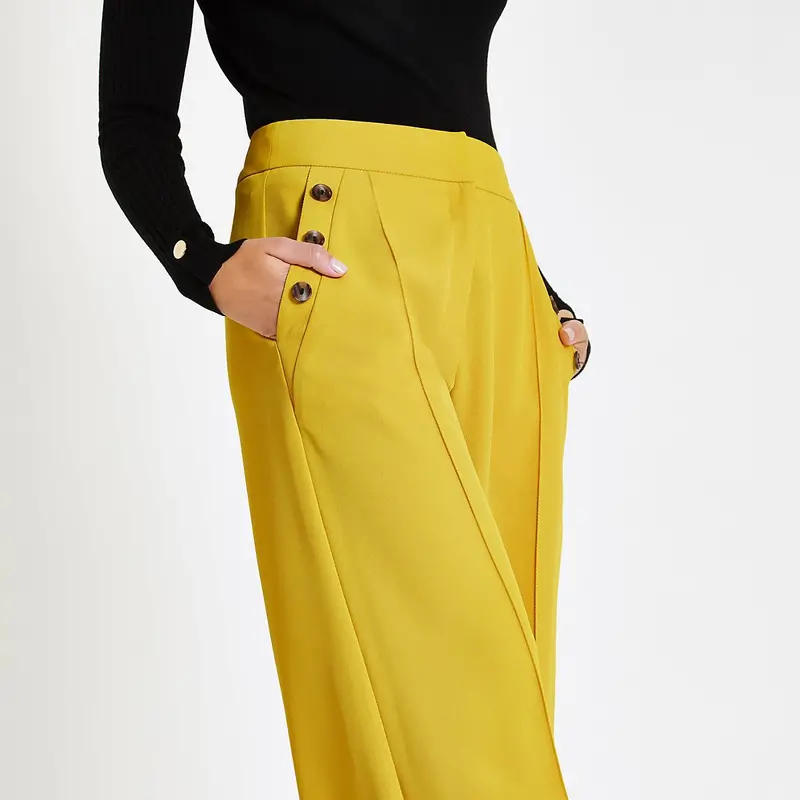 Yellow Wide-Leg Tailored Trousers 1